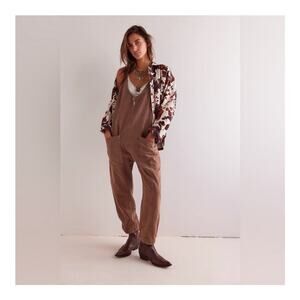 Free People Rare Stone High Roller Jumpsuit Overalls  Brown size Small